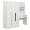 Whisen 3-Door Wooden Storage Desk Wardrobe with Built-in Desk, Shelves and 3 Drawers for Bedroom - 3 of 4