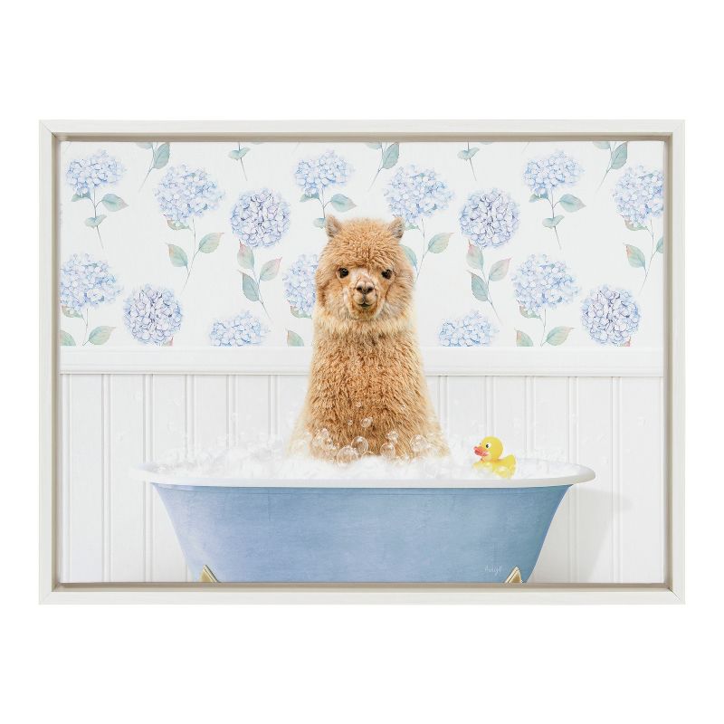 Kate &#38; Laurel All Things Decor 18&#34;x24&#34; Sylvie Baby Alpaca in Hydrangea Bubble Bath Framed Wall Art by Amy Peterson Art Studio White, 2 of 7