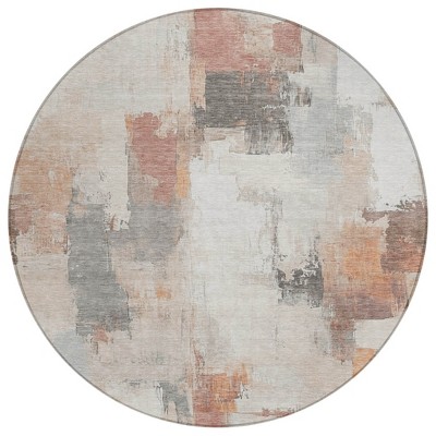 Rust And Ivory Abstract Washable Indoor Outdoor Area Rug