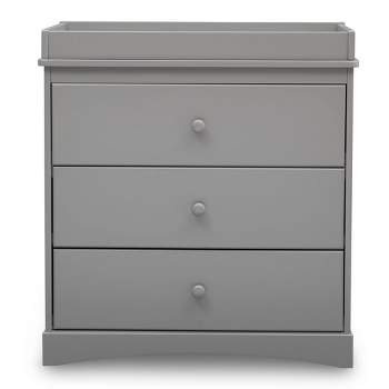 Delta Children Skylar 3-Drawer Dresser with Changing Top and Interlocking Drawers - Gray