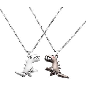 Matching Ghost & Dinosaur Necklace Set - Enamel Couple/BFF Jewelry (Halloween Gift) - 1 of 4