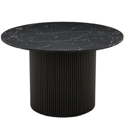 CENGHU Wood Round Dining Table for 4, Modern Farmhouse Kitchen Table, End Table with Wood Strip Base for Kitchen, Living Room, Dining Room