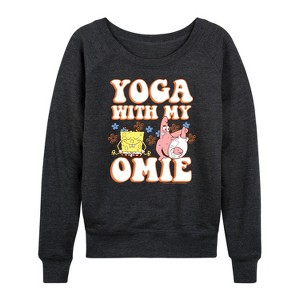 Women's - SpongeBob SquarePants - Yoga With My Omie Lightweight French Terry Wide Neck Long Sleeve Shirt - 1 of 4