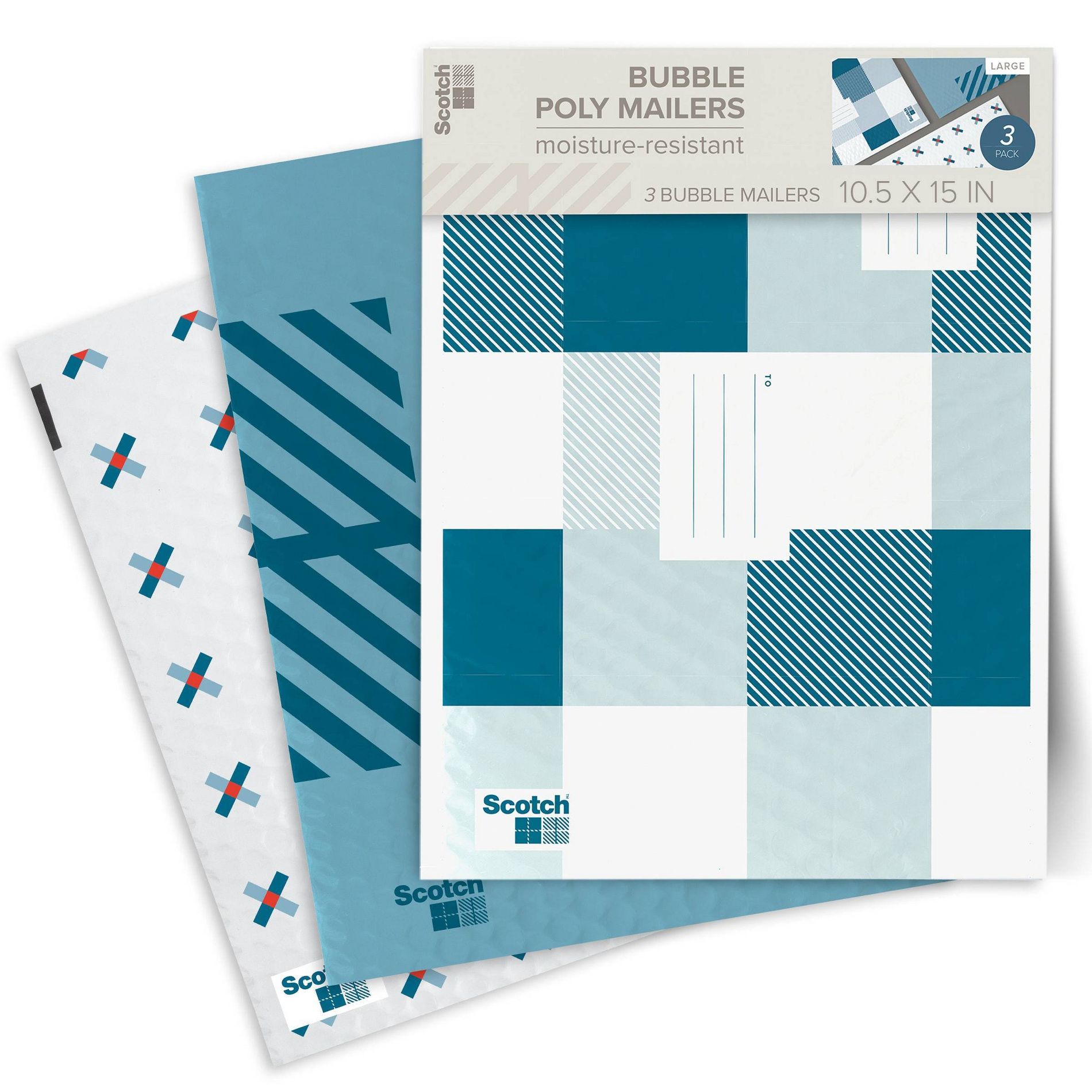 Scotch Poly Bubble Padded Mailer 3pk Large Blue