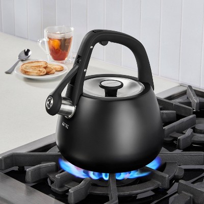 Cuisinart 2qt Stainless Steel Stovetop Kettle Matte Black CKS-25MBK: Whistling Tea Kettle, Large Handle, Flip-Up Spout