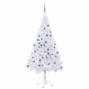 Aghana Digitals 59.1in Pre-Lit White PVC Christmas Tree with Cool White LED Lights, Cone Shape, USB - 1 of 4