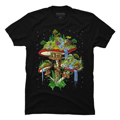 Men's Design By Humans Magic Mushrooms Island By underheaven T-Shirt
