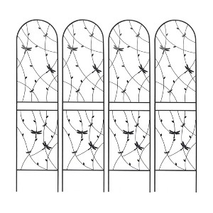 XINGHANZHENXUAN Black 4-Pack Tall Metal Garden Trellis for Climbing Plants, Rustproof Steel Plant Support - 1 of 4