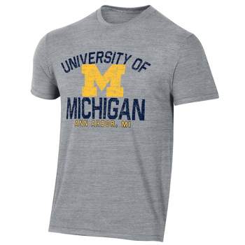 NCAA Michigan Wolverines Men's Gray Tri-Blend T-Shirt