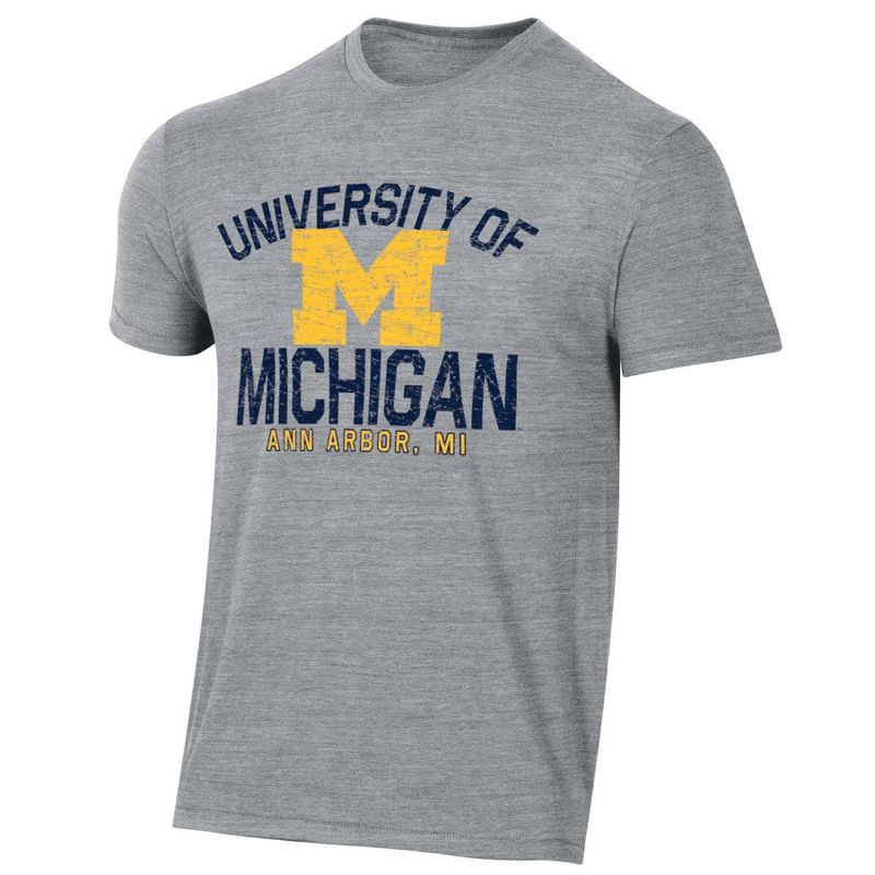 NCAA Michigan Wolverines Men&#39;s Gray Tri-Blend T-Shirt, 1 of 3