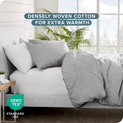 Heather Light Grey Full/Queen Cotton Flannel Duvet Cover Set