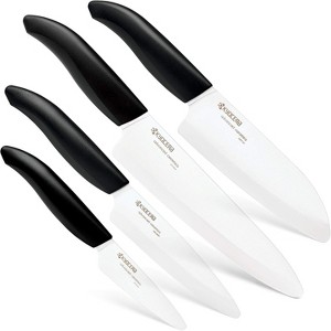 Kyocera’s Revolution 4-Piece Ceramic Knife Set - 7" Chef's Santoku, 5.5" Santoku, 4.5" Utility & 3" Paring Knives - 1 of 4