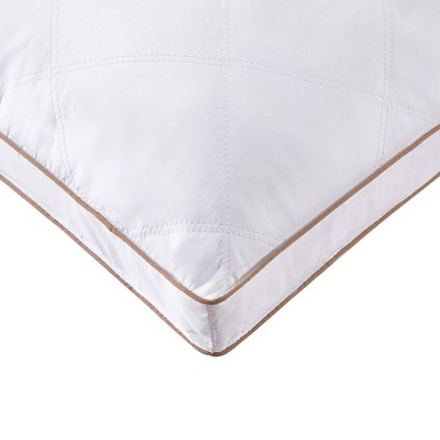 Standard White Goose Feather Down Pillow Set with Quilted Cotton Cover