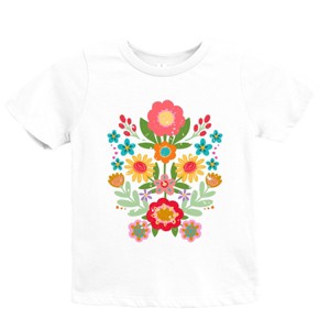 The Juniper Shop Folk Art Florals Distressed Youth Short Sleeve Tee - S - White - 1 of 4