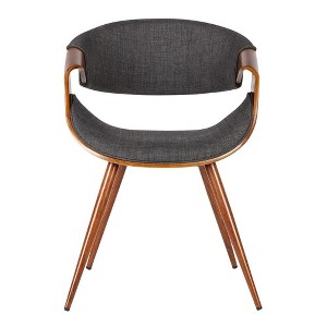 FurniFact,Mid-Century Modern Dining Chair in Walnut Wood and Charcoal Fabric - 1 of 4