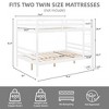 Twin over Twin Bunk Bed with Ladder,Wooden Bunk Bed with High Guardrail,No Box Spring Needed,White - 4 of 4