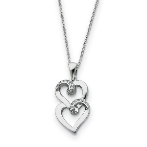 Black Bow Jewelry Sterling Silver & CZ Sisters, Friends Forever, Heart Necklace, 18 Inch - 1 of 4