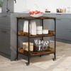 vidaXL Kitchen Trolley Smoked Oak 23.6 in.x16.1 in.x31.7 in. Engineered Wood - 3 of 4