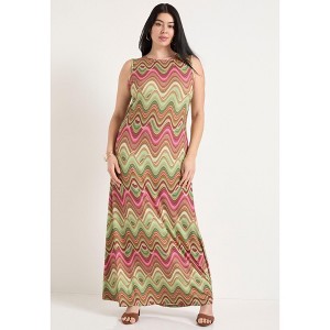 June + Vie by Roaman's Women's Plus Size Tank Top Maxi Dress - 1 of 4