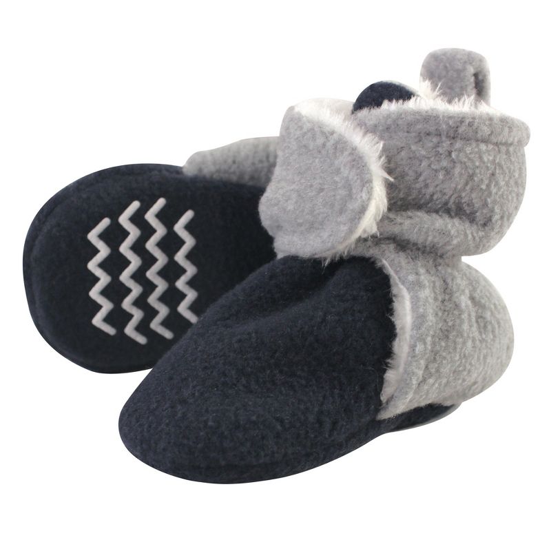 Hudson Baby Infant and Toddler Boy Cozy Fleece and Faux Shearling Booties, Navy Heather Gray, 1 of 3