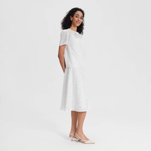 Women's Short Sleeve Semi-Sheer Jacquard Blouse - A New Day™ - 1 of 3