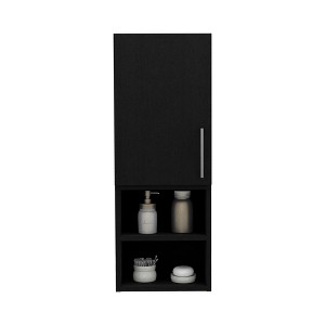 Chery Life 31"H Medicine Cabinet, Single Door, Two External Shelves, Two Interior Shelves, Black - 1 of 4