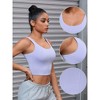 INSPIRE CHIC 3 Pcs Womens U Back Longline Padded Sports Bra Cami Crop Workout Fitness Tank Top with Built in Bra - 3 of 4