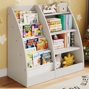 4 Tier Kids Bookshelf, Kids Book Shelf for Kids Rooms, Wood Children Bookcase,Baby Storage Book Rack,Toddler Bookshelf - 1 of 4