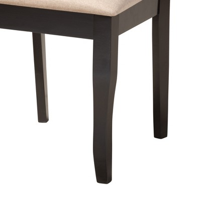 Lexi Beige Fabric and Dark Brown Wood 5-Piece Dining Set