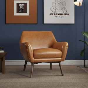 Lounge Chair with Non-Removable Cushions, Solid Wood Frame, and Easy-Clean Design - 1 of 4