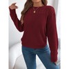 Coolmee Women's Sweaters Casual Long Sleeve Crewneck Cable Knit Oversized Crochet Sweater Pullover Tops - 4 of 4