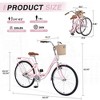 CAVINAS 26 Inch Single Speed Folding Lady Bike with Durable Steel Frame,Cruiser Bicycle with Adjustable Leather Saddle and Grips,Pink - 3 of 4