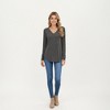 Anna-Kaci Women's Long Sleeve V-Neck Knit Top with Curved Hem and Relaxed Fit - 4 of 4