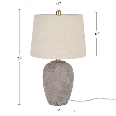23" Earth Brown Ceramic Urn Table Lamp with Beige Shade