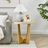 Lirago Round End Table Brown Wood Nightstand for Living Room Oak Finish Modern Coffee Table 24.3"H x 25.2"D x 25.2"W - 3 of 4