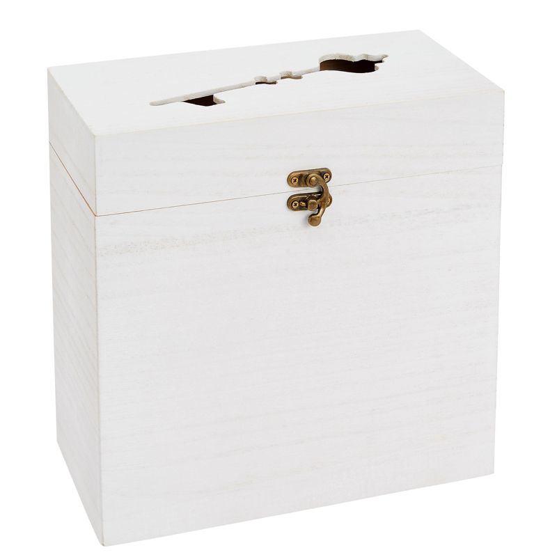 Juvale Wooden Wedding Card Box for Reception With Clasp and Slot, 9.75 x 5 x 10 Inches, White, 4 of 10