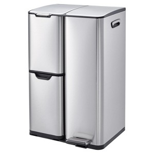 Coucheta 16 Gal Kitchen Trash Can - Triple Compartment Stainless Steel with Foot Pedal & Removable Inner Bucket for Kitchen, Bathroom & Office. - 1 of 1