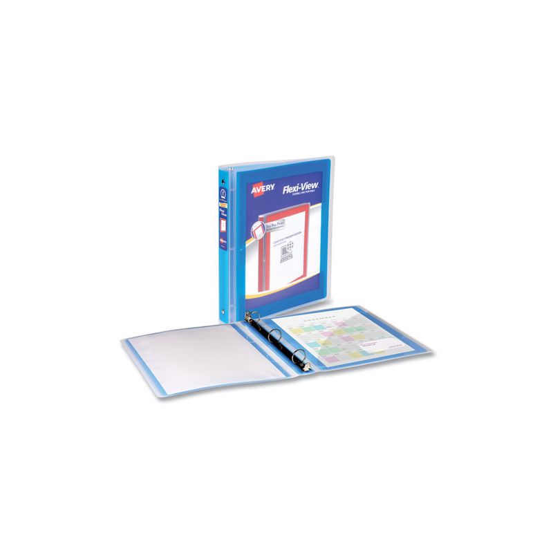 Avery Flexi-View Binder with Round Rings, 3 Rings, 1" Capacity, 11 x 8.5, Blue, 2 of 8