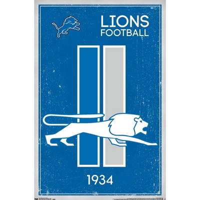 Trends International Nfl Detroit Lions - Retro Logo 14 Framed Wall Poster  Prints : Target