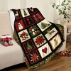 Snowy Bliss, Cozy Christmas Flannel Throw Blanket - Snowman, Tree & Deer Design | Soft Red & White Winter Decor for Couch, Bed, Sofa. - 3 of 4