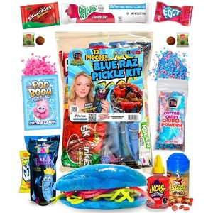 Food Crush-Tiktok Blue Raspberry Pickle Kit-W/Cotton Candy Crunch-Candy Gift Pouch-(13 PCS) Birthday Christmas Gifts For Kids - 1 of 4