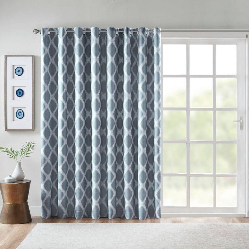 100"x84" Etro Printed Ikat Grommet Top Blackout Extra Wide Curtain, 1 of 10