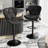 Dexmalle Set of 2  Faux Leather Swivel Bar Stools,Adjustable Height ,Black - 2 of 4