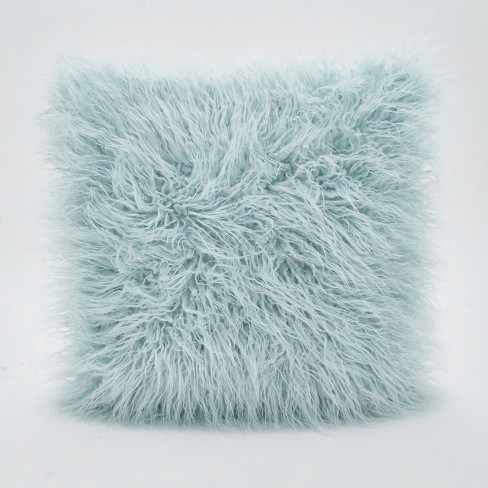 Blue mongolian hotsell fur pillow