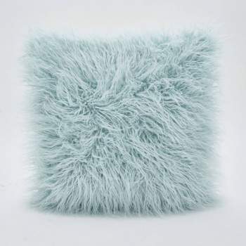 Poly Filled Faux Mongolian Fur Throw Pillow - Saro Lifestyle