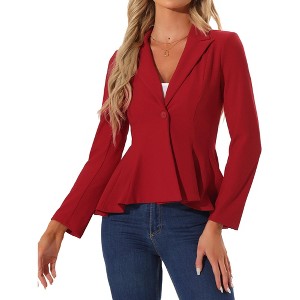 Allegra K Women's Dressy Single Button Business Casual Work Peplum Blazer - 1 of 4