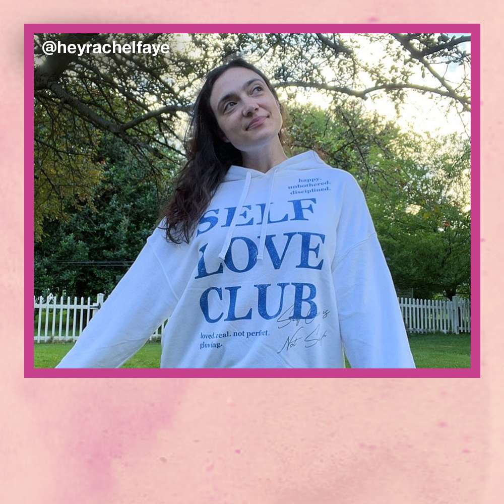 user image by @heyrachelfaye, Women's Self Love Club Graphic Hoodie Sweatshirt - White