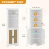 64" Tall Corner Cabinet, Farmhouse Storage Cabinet with Barn Door Design & Shelves, Home Space Saver for Bathroom, Living Room - 2 of 4