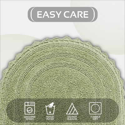 Sage Green Cotton Crochet Tufted Reversible Bath Rug Set