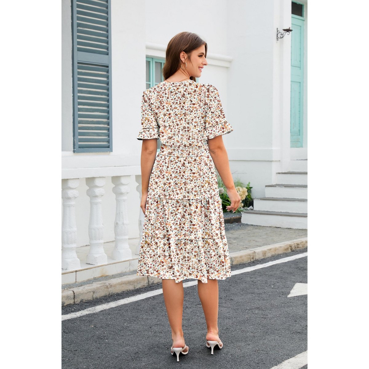 Женские платья Zeagoo Women's Summer Dress Floral Midi Casual Short Sleeve Flowy Beach Dress with Pockets Pink Floral L — фото 8